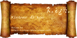 Kintner Ákos névjegykártya
